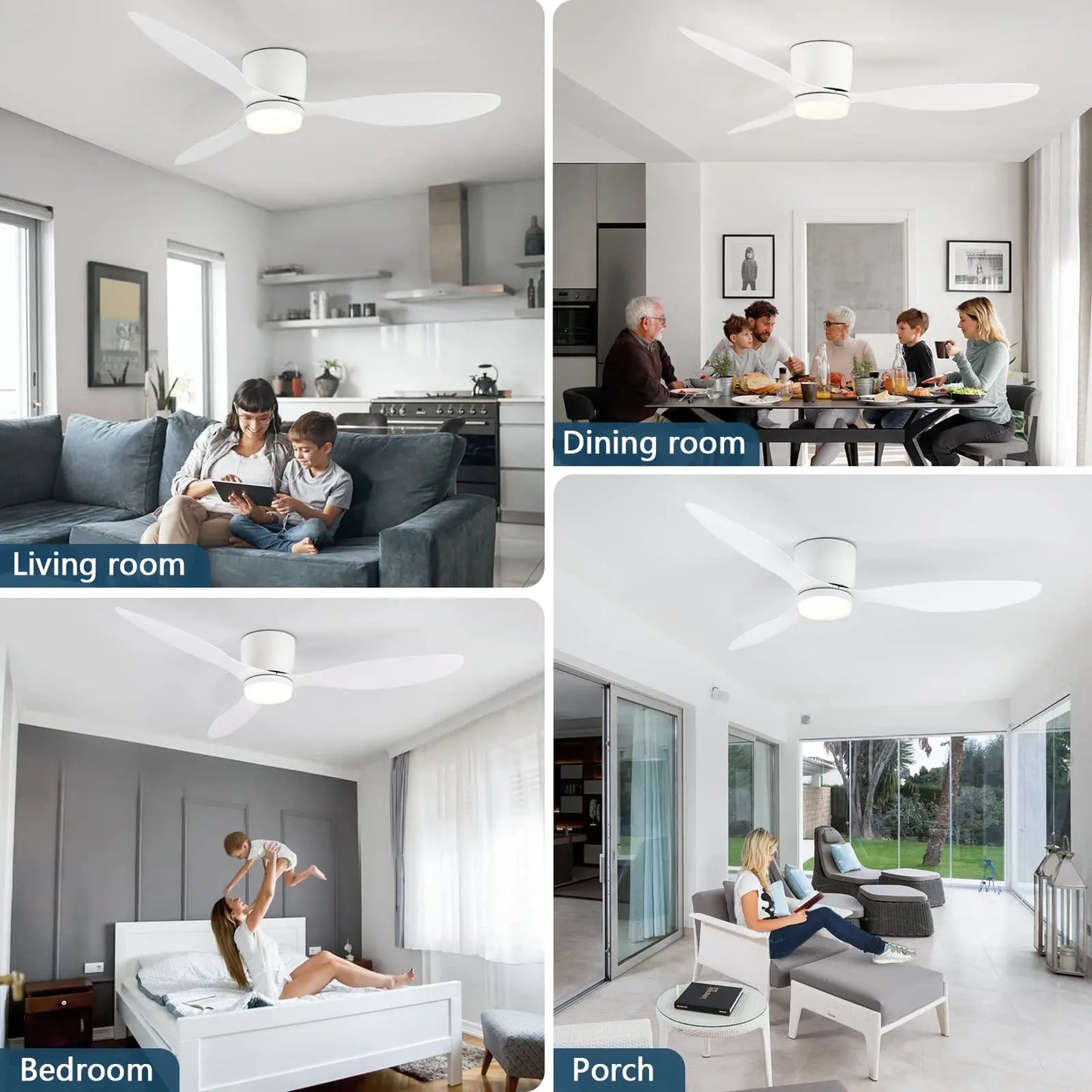 IRALAN Modern Ceiling Fan with LED Light DC motor Large Air Volume Remote Control for Kitchen Bedroom Dining room Patio