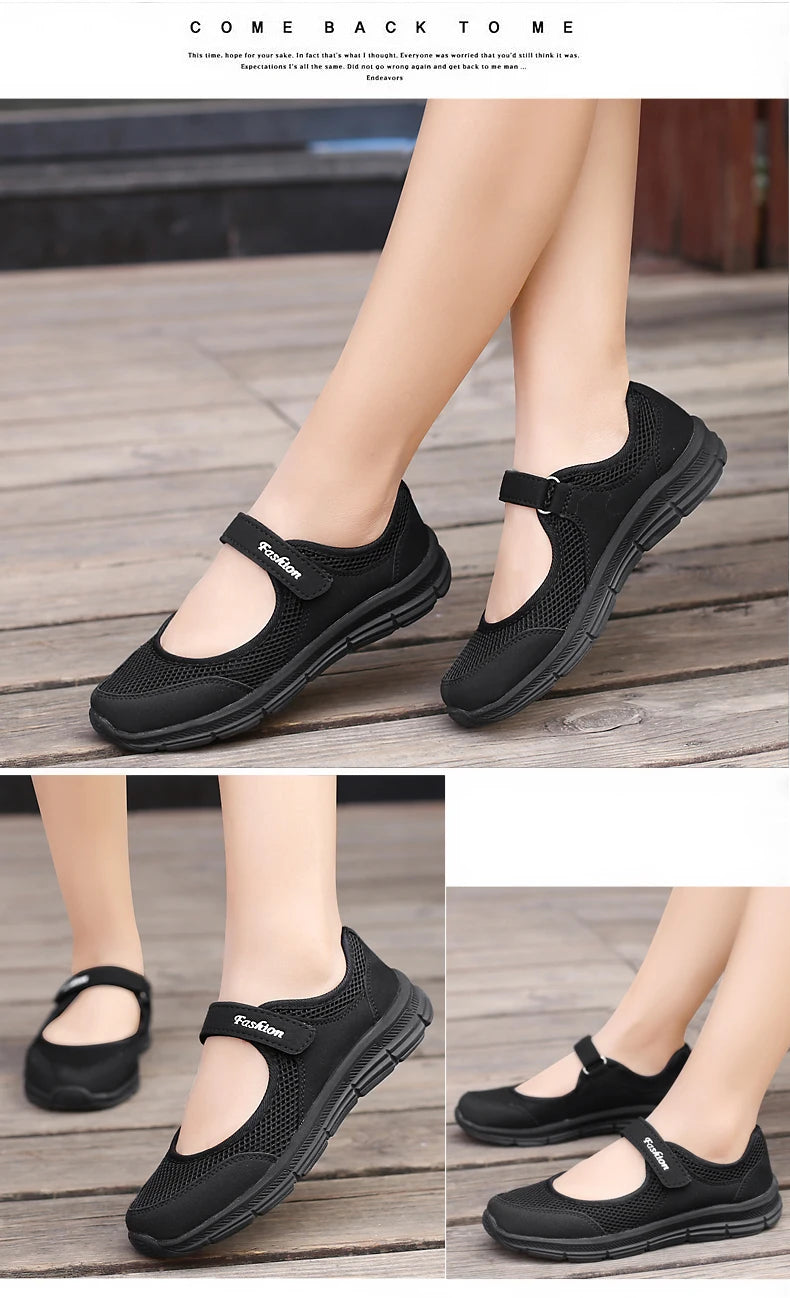 Summer Women Casual Shoes Soft Portable Sneakers Walking Shoes Flat Soles for Women Breathable Slip on White Shoes