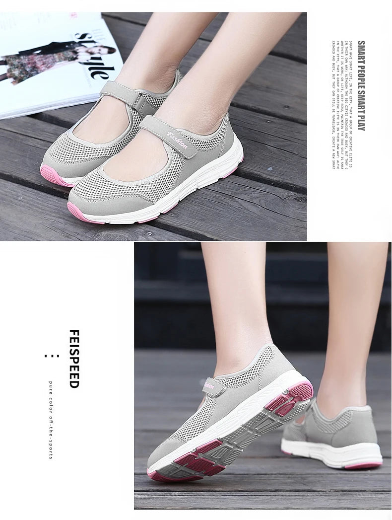 Summer Women Casual Shoes Soft Portable Sneakers Walking Shoes Flat Soles for Women Breathable Slip on White Shoes