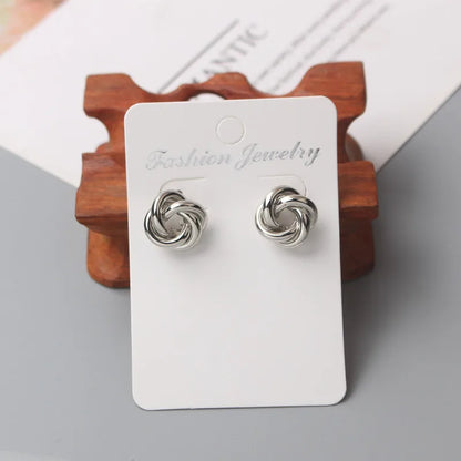 Tiny Metal Stud Earrings for Women Gold Color Twist Round Earrings Small Unusual Earrings boucles d'oreilles Fashion Jewelry