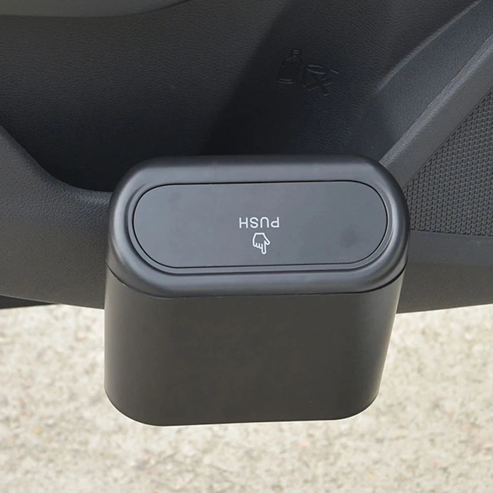 1L Car Interior Storage Case Trash Bin Push Can Mini Tray Dustbin Garbage Box Door Seat Clip Stand Holder Automotive Accessories