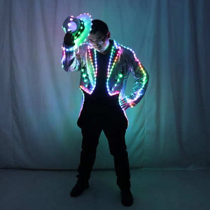 LED Luminous Suit Holloween Led Clothes Jacket Pant Creative Dance Light Costume Luminous Clothes Waterproof Glow Costumes