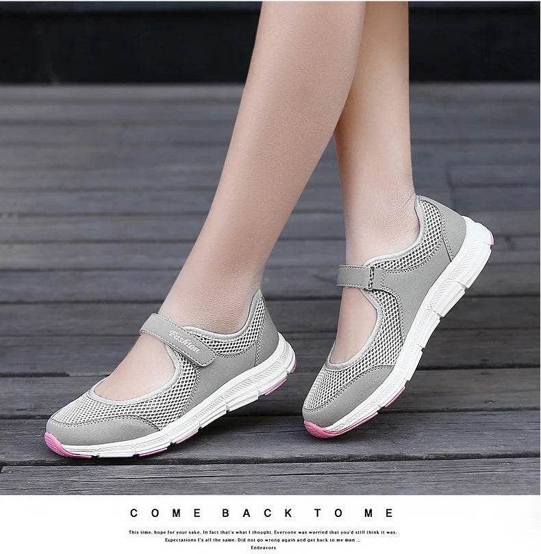 Summer Women Casual Shoes Soft Portable Sneakers Walking Shoes Flat Soles for Women Breathable Slip on White Shoes