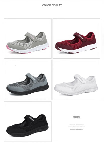 Summer Women Casual Shoes Soft Portable Sneakers Walking Shoes Flat Soles for Women Breathable Slip on White Shoes