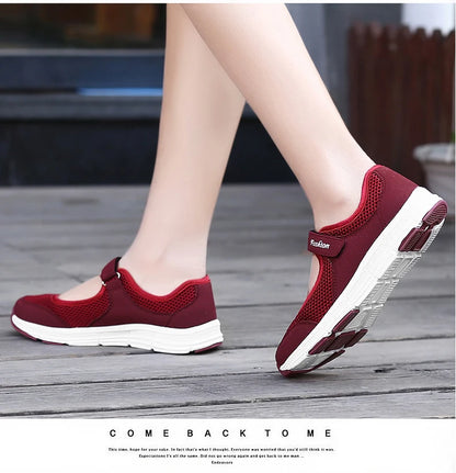 Summer Women Casual Shoes Soft Portable Sneakers Walking Shoes Flat Soles for Women Breathable Slip on White Shoes