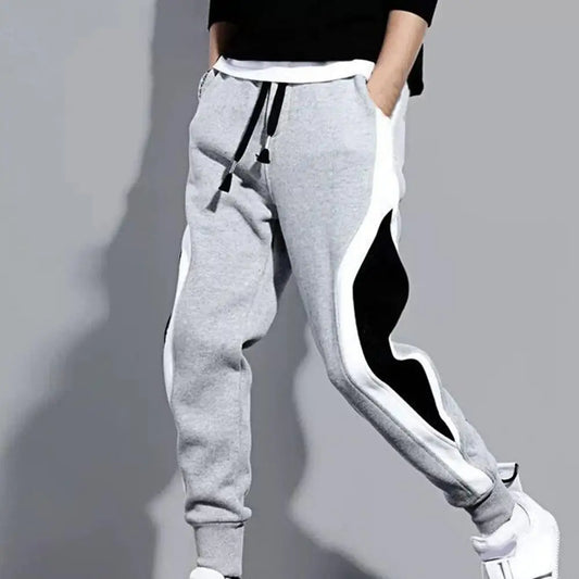 Men Pants Color Matching Drawstring Casual Ankle Banded Plus Size Fall Trousers Fashion Sports Pants for Work