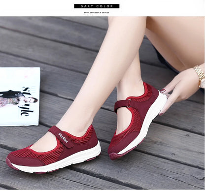 Summer Women Casual Shoes Soft Portable Sneakers Walking Shoes Flat Soles for Women Breathable Slip on White Shoes