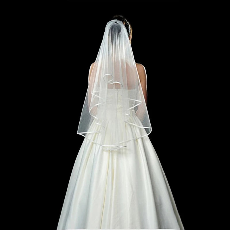 Short Simple Wedding Veil Tulle Two Layer With Comb White Ivory Bridal Veil for Bride for Marriage Wedding Accessories