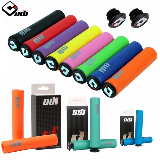 ODI MTB Handlebar Grips Mountain Bicycle Folding Bike Cover Ultralight Anti Slip Silica Gel Foaming Including Plug Bicycle Parts