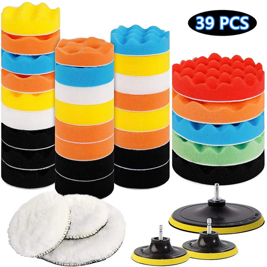 Car Polishing Sponge Pads Kit Foam Pad Buffer Kit Polishing Machine Wax Pads for Auto Motorcycle motor vehicle Removes Scratches