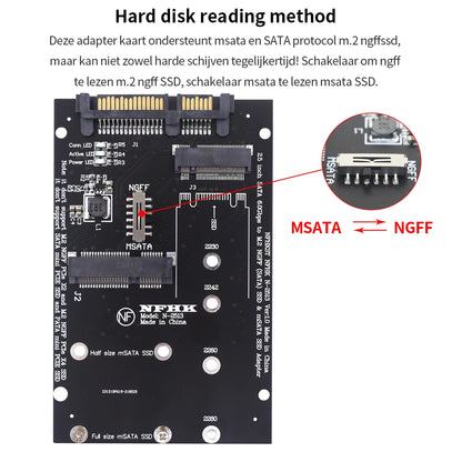 TISHRIC M.2 NGFF Msata SSD To SATA 3.0 2.5 Adapter M2 PCI SSD Converter Riser Card For PC Laptop Add On Card up to 6Gps