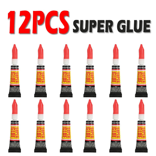 3-12pcs Liquid Super Glue Wood Rubber Metal Glass Cyanoacrylate Adhesive Stationery Store Nail Gel 502 Instant Strong Bond Leath