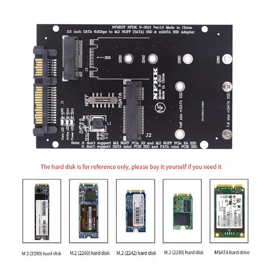 TISHRIC M.2 NGFF Msata SSD To SATA 3.0 2.5 Adapter M2 PCI SSD Converter Riser Card For PC Laptop Add On Card up to 6Gps