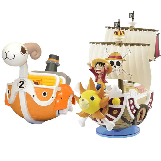 One Piece Ship Figure Luffy Model Toy Peripheral Super Cute Mini Boat Assembled Model One Piece Ship Blind Box Kid Birthday Gift