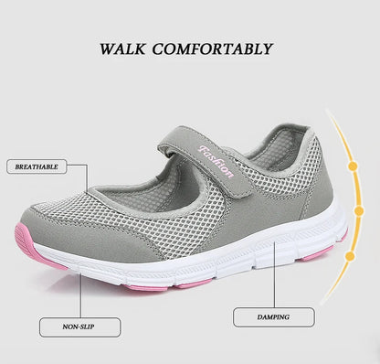 Summer Women Casual Shoes Soft Portable Sneakers Walking Shoes Flat Soles for Women Breathable Slip on White Shoes