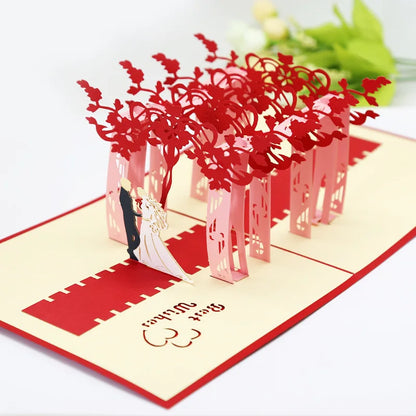 Love Postcard 3D Pop UP Greeting Cards Wedding Birthday Anniversary for Couples Wife Husband Handmade Valentines Day Gift