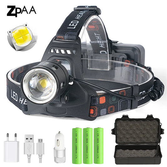 Powerful XHP70.2 XHP50.2 Led Headlamp Headlight Zoom Head Lamp Flashlight Torch 18650 battery USB Rechargeable Fishing Lantern