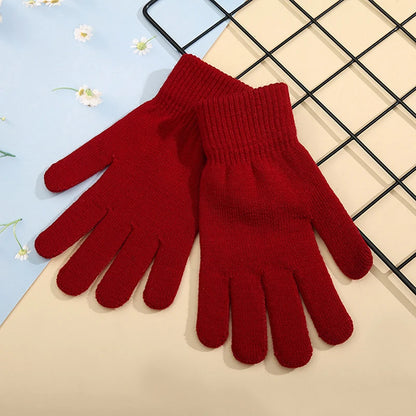 Winter Knitted Gloves Men Women Touch Screen Cold-proof Warm Full Finger Gloves Korean Style All-match Cycling Wool Gloves