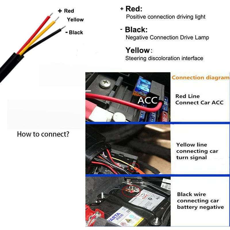 2pcs LED DRL Car Daytime Running Light Flexible Waterproof Strip Auto Headlights White Turn Signal Yellow Brake Flow Lights 12V