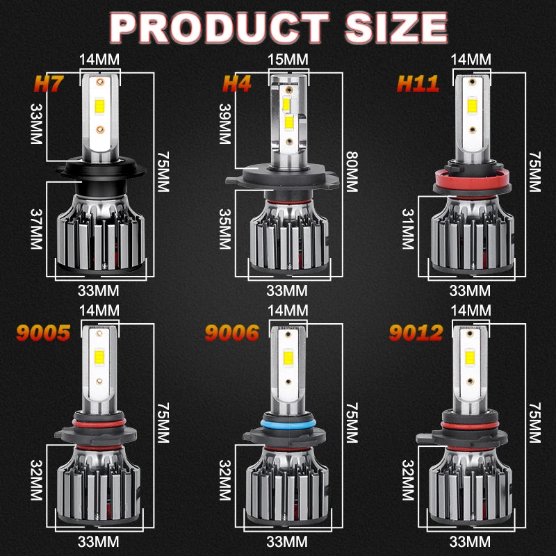 500W 500000LM H7 H4 H1 H8 H11 LED Light H7 Car Headlight Bulbs H11 H8 LED Fog Auto Lamp 6000K 5570 9005 9006 9012 12V Turbo 24V