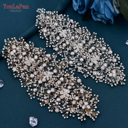 YouLaPan HP240 Golden Bride Hair Accessories Crystal Headband Woman Wedding Hair Jewelry Rhinestone Bridal Tiara and Headdress