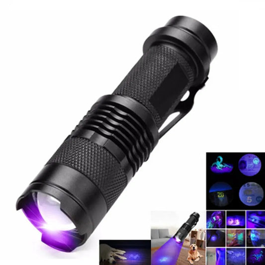 UV LED Portable Flashlight 395nm Black Light Wavelength Violet Flashlight Pet Urine Scorpion Feminine Hygiene Detector Torch