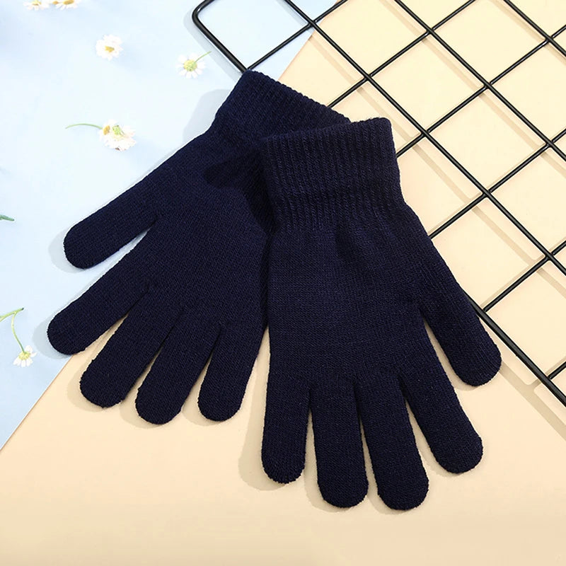 Winter Knitted Gloves Men Women Touch Screen Cold-proof Warm Full Finger Gloves Korean Style All-match Cycling Wool Gloves