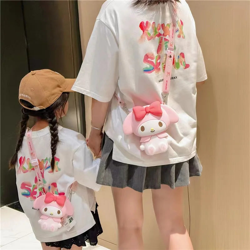 Sanrio Hello Kitty Lovely Kawaii Fashion Bag Princess Small Storage Silicone Purse Anime Cartoon Figures Model Toys Kids Gift