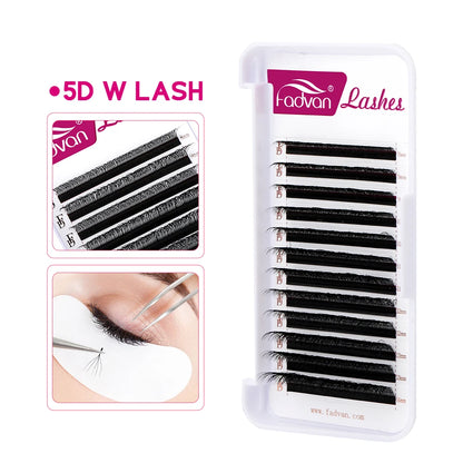 FADVAN 5D W Shape Eyelash Extension Natural Faux Mink Lashes Premade Volume Fan False Eyelashes