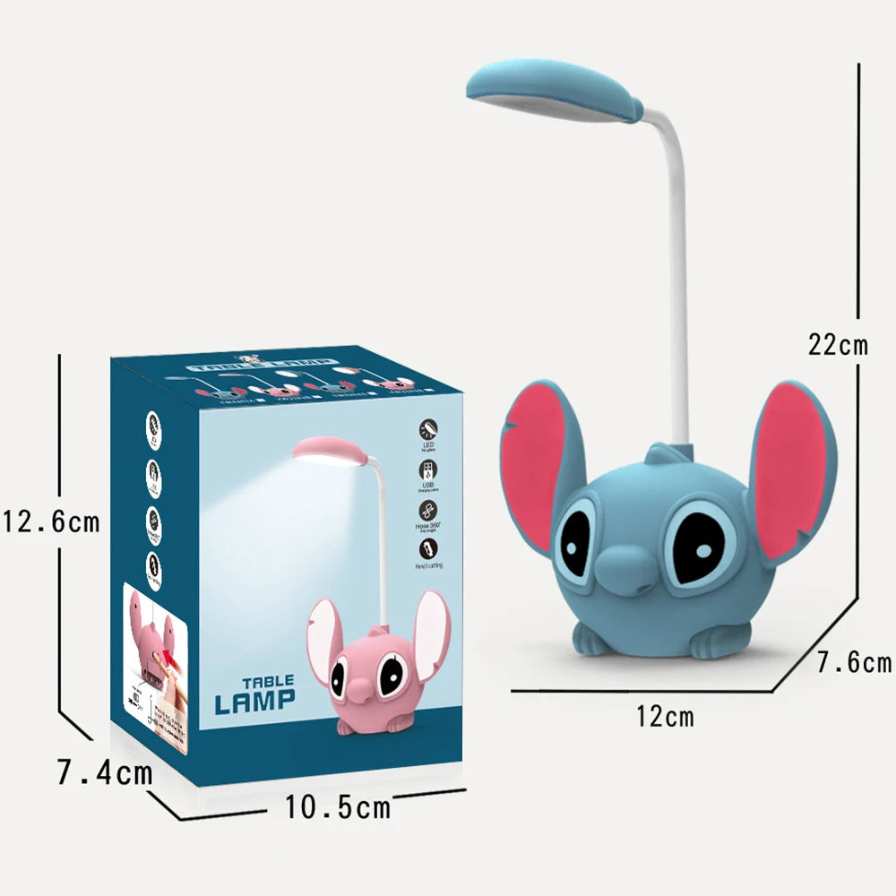 Led Lilo & Stitch Desk Lamp With Pencil Sharpener Foldable Light Cute Desk Night Light Usb Recharge Light Gift