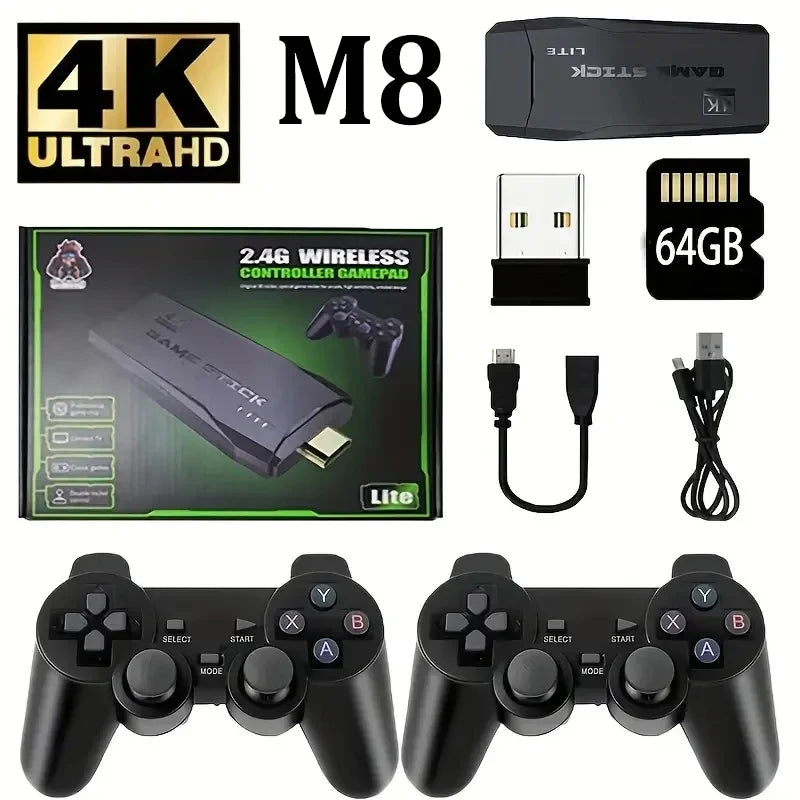 Video Game Stick M8 With 10000/3500 Classic Retro Game Console Vidio Wireless 2.4G Controller Box 4K HDMI Original HD Li