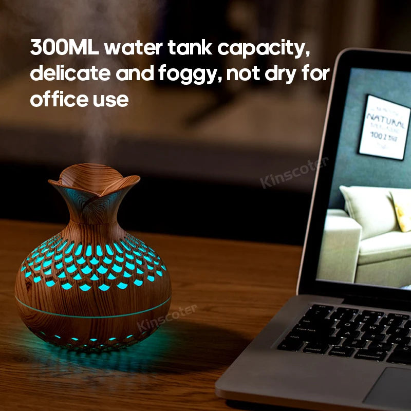 Wood Grain Humidifier 300ml USB Aroma Diffuser Atomizer USB Household Humidifier Hydrating Instrument Desktop Humidifier