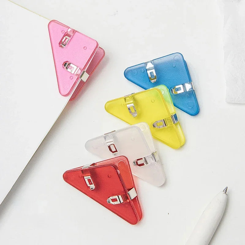 Kawaii 5pcs Triangle Corner Clips File Paper Clips File Index Photo Clamp Page Holder Korean Stationery Office Desk Organizer