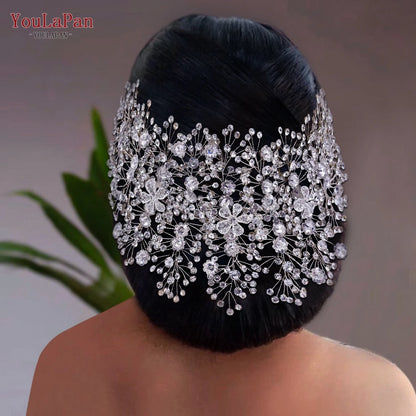 YouLaPan HP240 Golden Bride Hair Accessories Crystal Headband Woman Wedding Hair Jewelry Rhinestone Bridal Tiara and Headdress