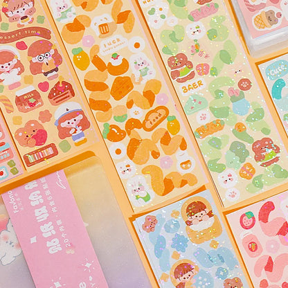 10-100Pcs Kawaii Handbook Stickers Cartoon Collage Laser Sticker DIY Decorative Scrapbooking journals Stationery School Supplies