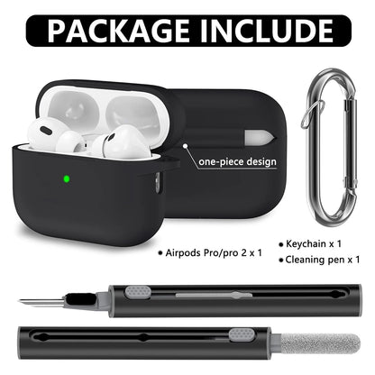 AirPods Pro Case Cover with Cleaner Kit,Soft Silicone Protective Case for Apple AirPod Pro 2nd/1st Generation Case for Women Men