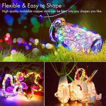 With battery 20 Pack String Fairy Lights Silver Copper Wire Battery Powered Decorations Lights For Wedding Party Christmas Decor