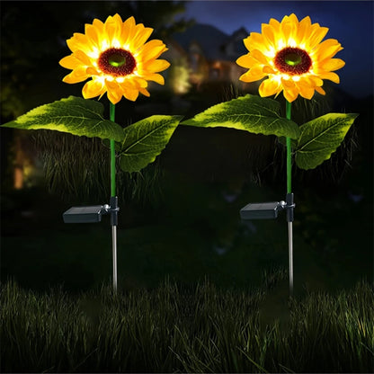 1/3 Head LED Solar Simulation Sunflower Lights Garden Yard Lawn Night Lights Landscape Lamp Home Decoration Flower Light