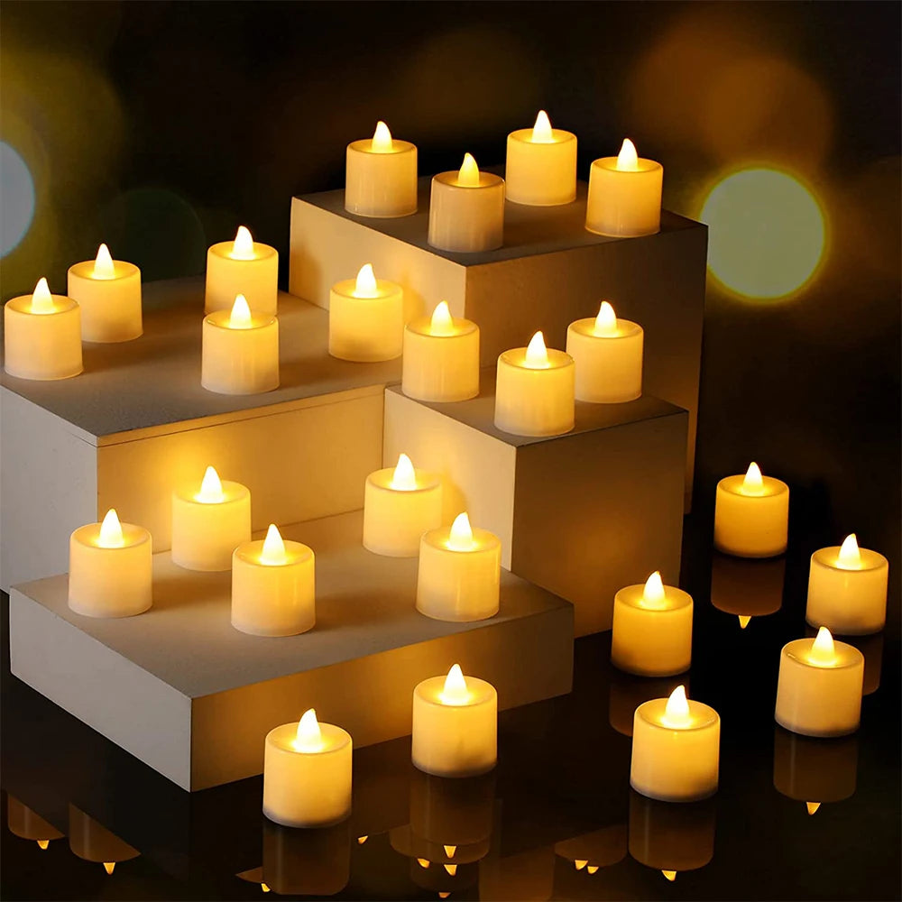 24Pcs Flameless Led Candle For Home Christmas Party Wedding Decoration Heart-shaped Electronic Battery-Power Tealight Candles