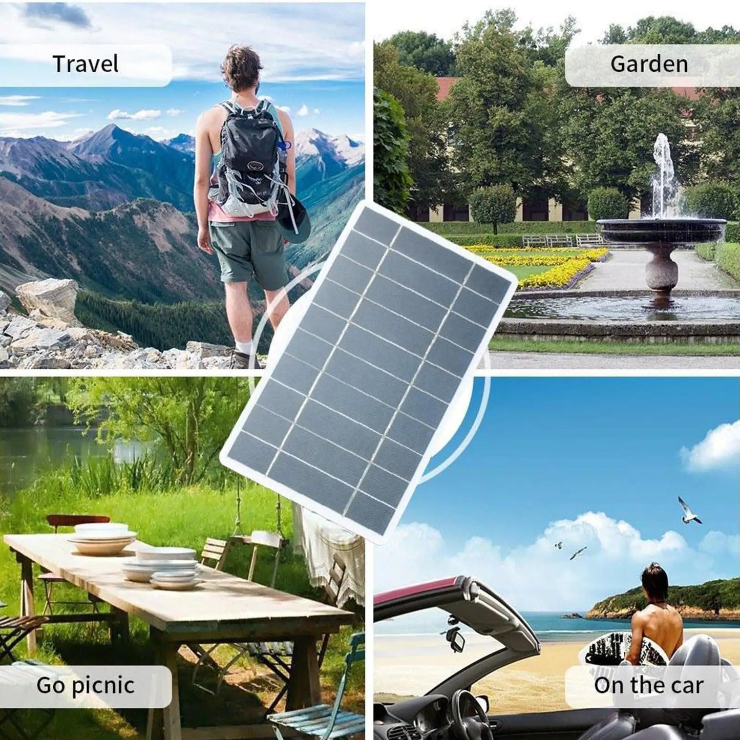 Portable Solar Panel 5V 2W Solar Plate with USB Safe Charge Stabilize Battery Charger for Power Bank Phone Outdoor Camping Home