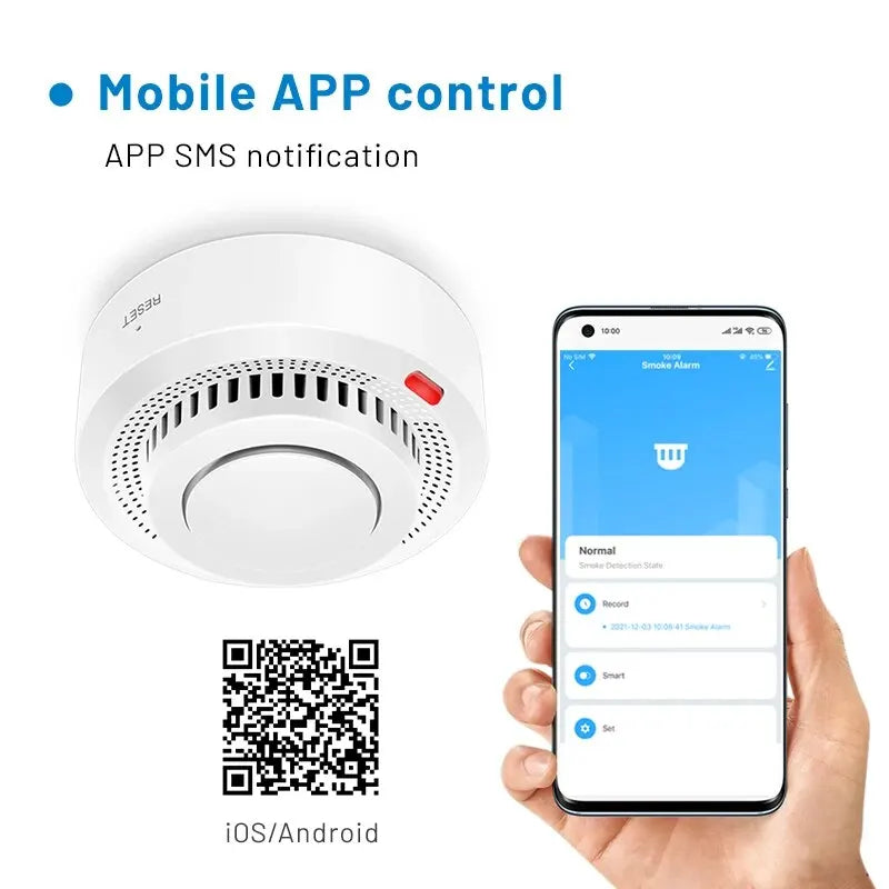 Tuya WiFi Smoke Alarm Fire Protection Smoke Detector Smokehouse Combination Fire Alarm Home Security System Firefighters