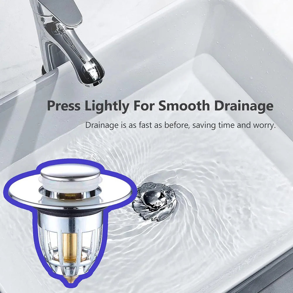 Press Bounce Basin Pop-up Drain Filter Bathroom Shower Sink Filter Plug Wash Basin Hair Sink Strainer Kitchen Bathtub Stopper