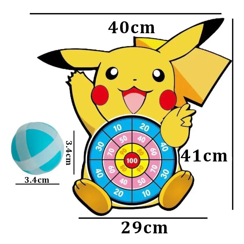 Pokemon Children Cartoon Pikachu Squirtle Dart Board Sticky Ball Family Sports Game Interactive Educational Toy Birthday Gift