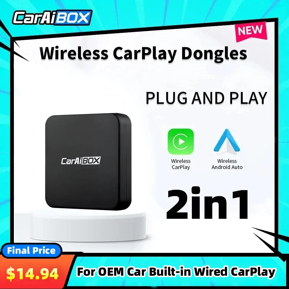 CarAIBOX 2in1 Wireless CarPlay Dongle Wireless Android Auto Box For Car Radio with Wired CarPlay