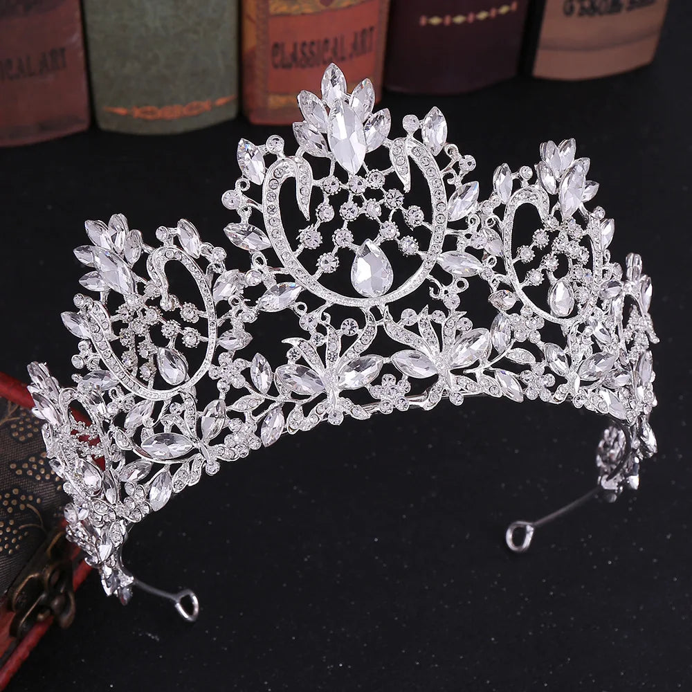 Baroque Luxury Crystal Rhinestone Tiaras and Crowns For Women Bride Vintage Prom Diadem Bridal Wedding Hair Accessories Jewelry