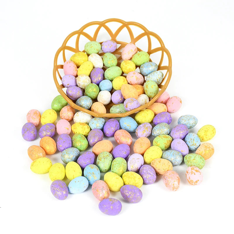 50Pcs Mini Easter Foam Egg DIY Handmade Craft Painted Pigeon Bird Eggs Happy Easter Party Decoration Kids Gift Favor Home Decor