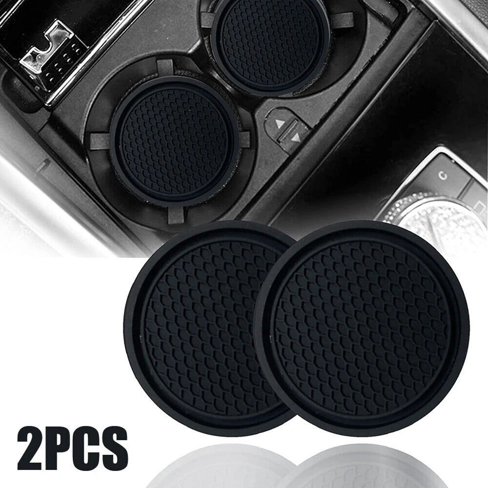 2pcs Black Car Auto Cup Holder Anti Slip Insert Coasters Pads Interior Accessories Universal Fits Perfectly For Most Cups