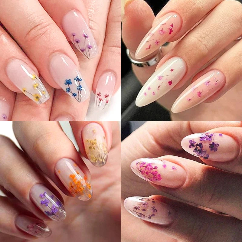 Mtssii 5ml Floral DIY Nail Art Dried Flower Gum Gel Nail Polish Hybrid Varnishes Permanent Paint Flower Gel Need Base Top Coat