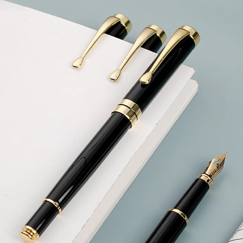 Golden Text Custom Engraving Fountain Pen Gift School Supplies 2024 Stationery Men Luxury High Quality Writing Office Metal