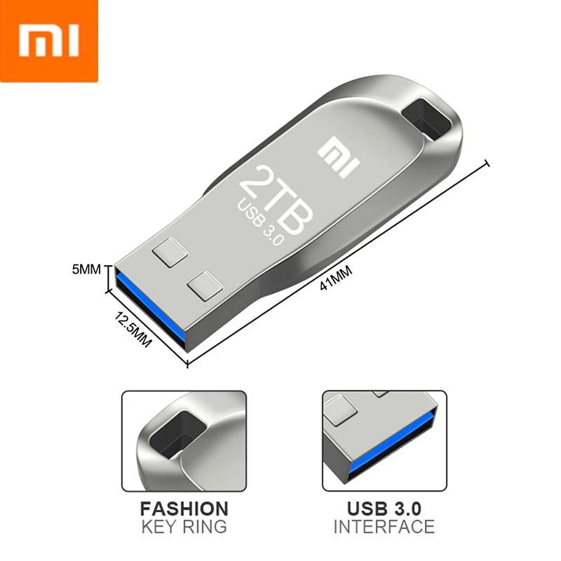 Original Xiaomi Pen Drive 2 TB USB 3.0 Flash Metal Drive 1TB Large Capacity High-Speed Transfer Storage Waterproof Memory U Disk